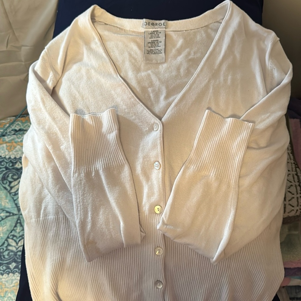 George ladies large longsleeve button up sweater